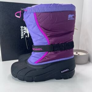 Sorel Flurry Print Adjustable Boots Purple Dahlia/Paisley Purple Big Girl 7 NWB